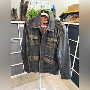 Rogue Vintage Distressed Black Leather Field Moto Jacket